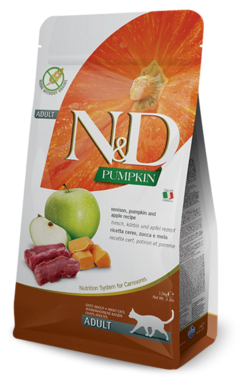 Farmina N&D Grain-Free Venison, Pumpkin & Apple Adult Cat Dry Food 3.3 Lb. 1 Farmina N&D Grain-Free Venison, Pumpkin & Apple Adult Cat Dry Food 3.3 Lb.