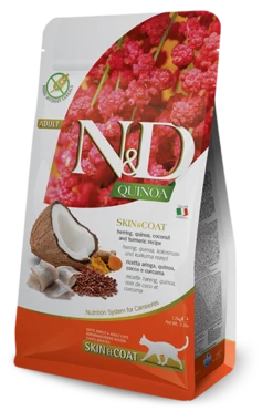Farmina N&D Skin & Coat Herring, Quinoa, Coconut & Turmeric Adult Cat Dry Food 3.3 Lb.