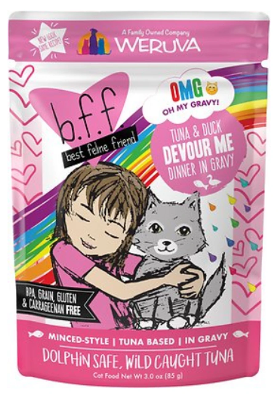 Weruva BFF OMG Tuna & Duck Devour Me Dinner In Gravy Wet Cat Food Pouches 3 Oz (Case Of 12) 1 Weruva BFF OMG Tuna & Duck Devour Me Dinner In Gravy Wet Cat Food Pouches 3 Oz (Case Of 12)