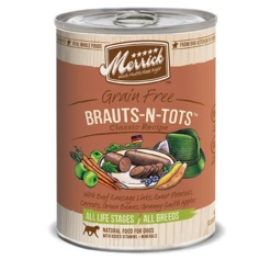Merrick Grain-Free Brauts-N-Tots Classic Recipe Canned Dog Food 13.2 Oz. (Flat Of 12)