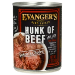 Evanger's Hand-Packed Hunk Of Beef Canned Dog Food 12 Oz. (Flat Of 12)