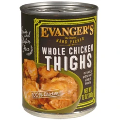 Evanger's Hand-Packed Whole Chicken Thighs Canned Dog Food 12.8 Oz. (Flat Of 12)
