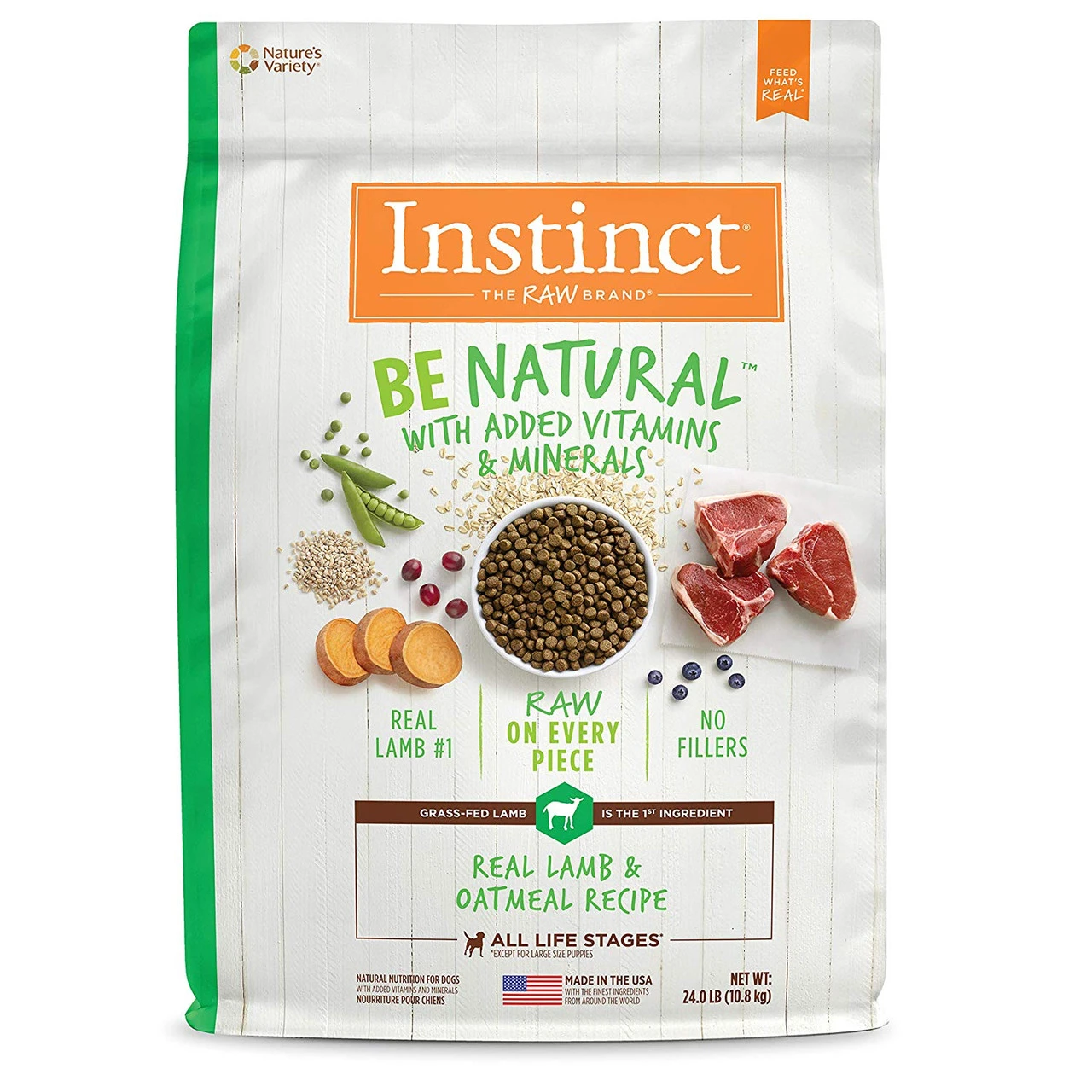 Instinct Be Natural Real Lamb & Oatmeal Recipe Natural Dry Dog Food By Nature's Variety 1 Instinct Be Natural Real Lamb & Oatmeal Recipe Natural Dry Dog Food By Nature's Variety