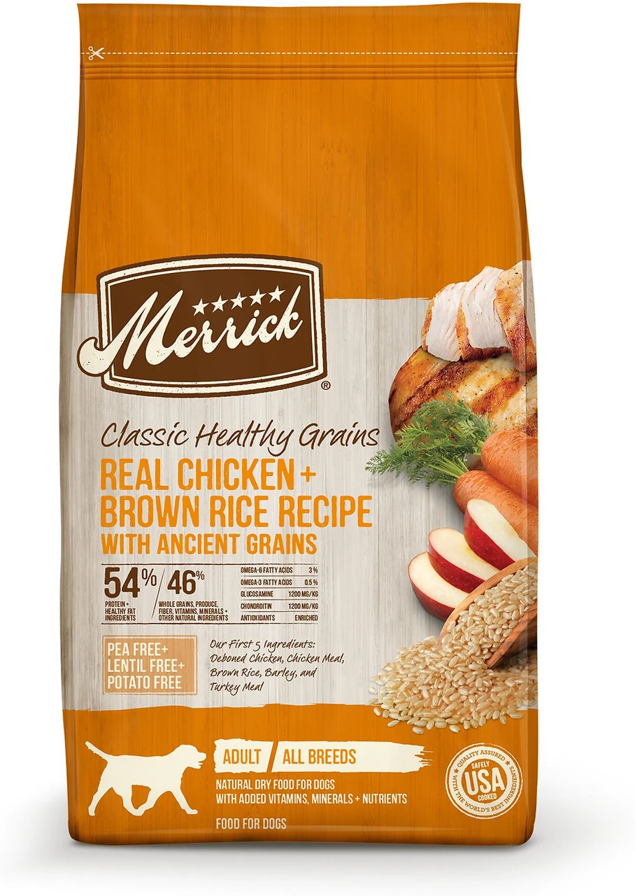 Merrick Classic Real Chicken + Brown Rice Recipe With Ancient Grains Dry Dog Food 1 Merrick Classic Real Chicken + Brown Rice Recipe With Ancient Grains Dry Dog Food