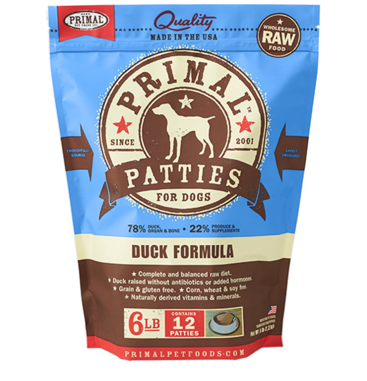 Primal Raw Frozen Patties Canine Duck Formula 6 Lb 1 Primal Raw Frozen Patties Canine Duck Formula 6 Lb