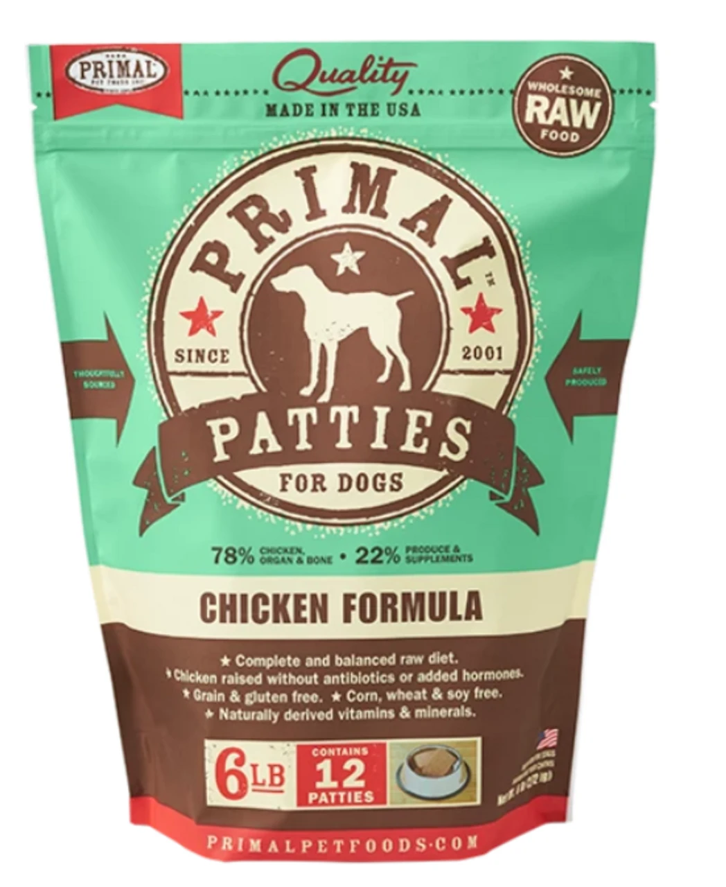 Primal Raw Frozen Patties Canine Chicken Formula 6 Lb 1 Primal Raw Frozen Patties Canine Chicken Formula 6 Lb
