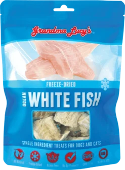 Grandma Lucy's Freeze Dried Ocean White Fish Single Ingredient Dog & Cat Treats 1.5oz.